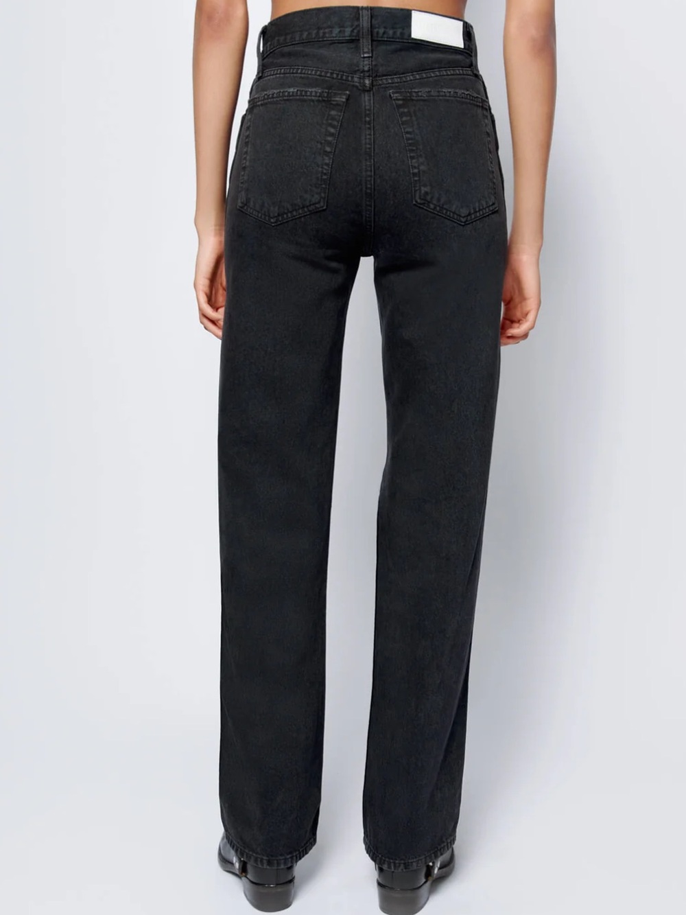 Re/Done High Rise Loose Jeans Washed Black with Rips - Picture 2 of 8